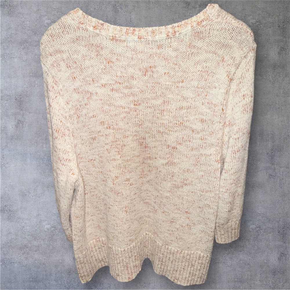 J.Jill Chunky Knit Sweater XL Cream Flecked Cotton‎ Blend Cozy Pullover Neutral - Picture 2 of 9